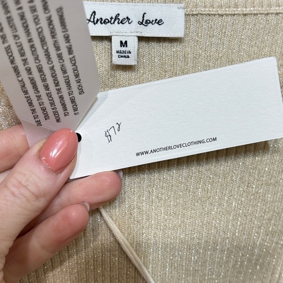 Another Love Cream Fitted Ribbed Blouse - Picture 3 of 4